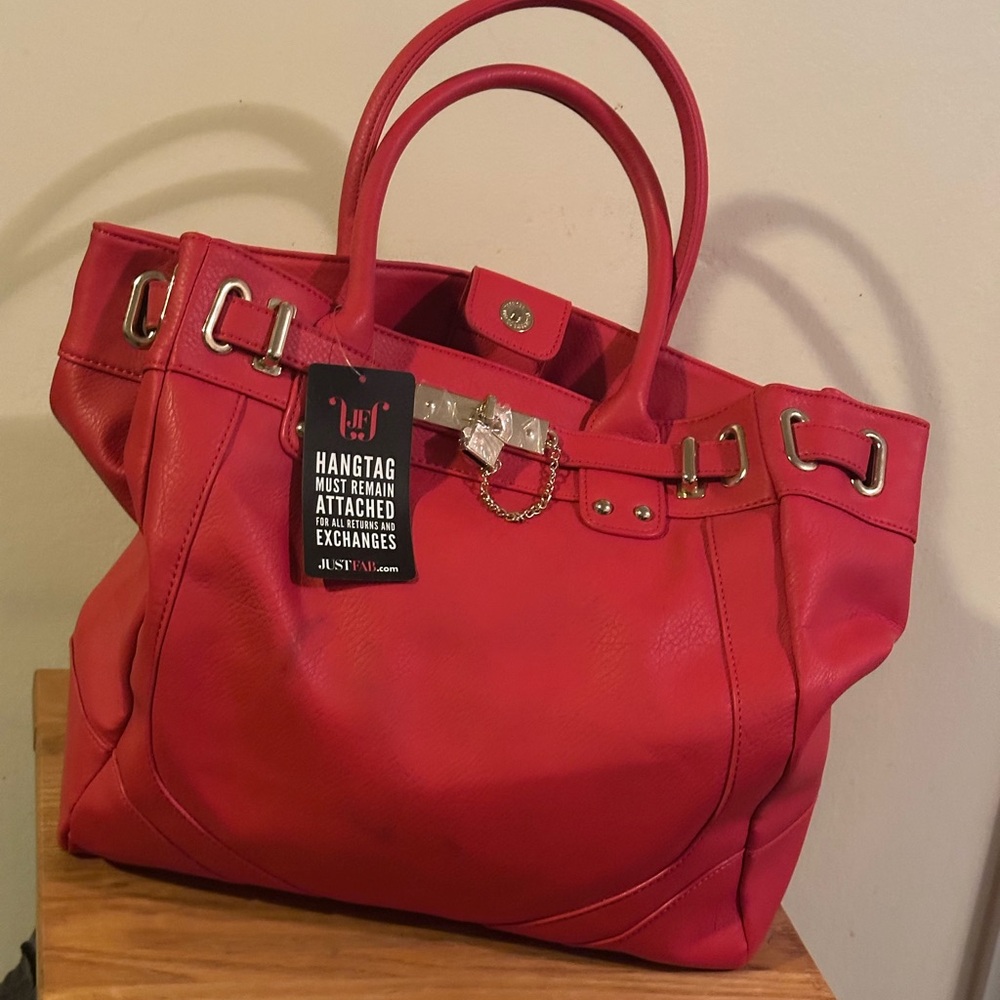 JustFab Bold Red Tote Bag